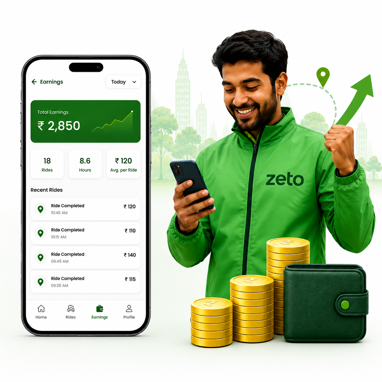 Zeto rider app sign-up and plan selection screens